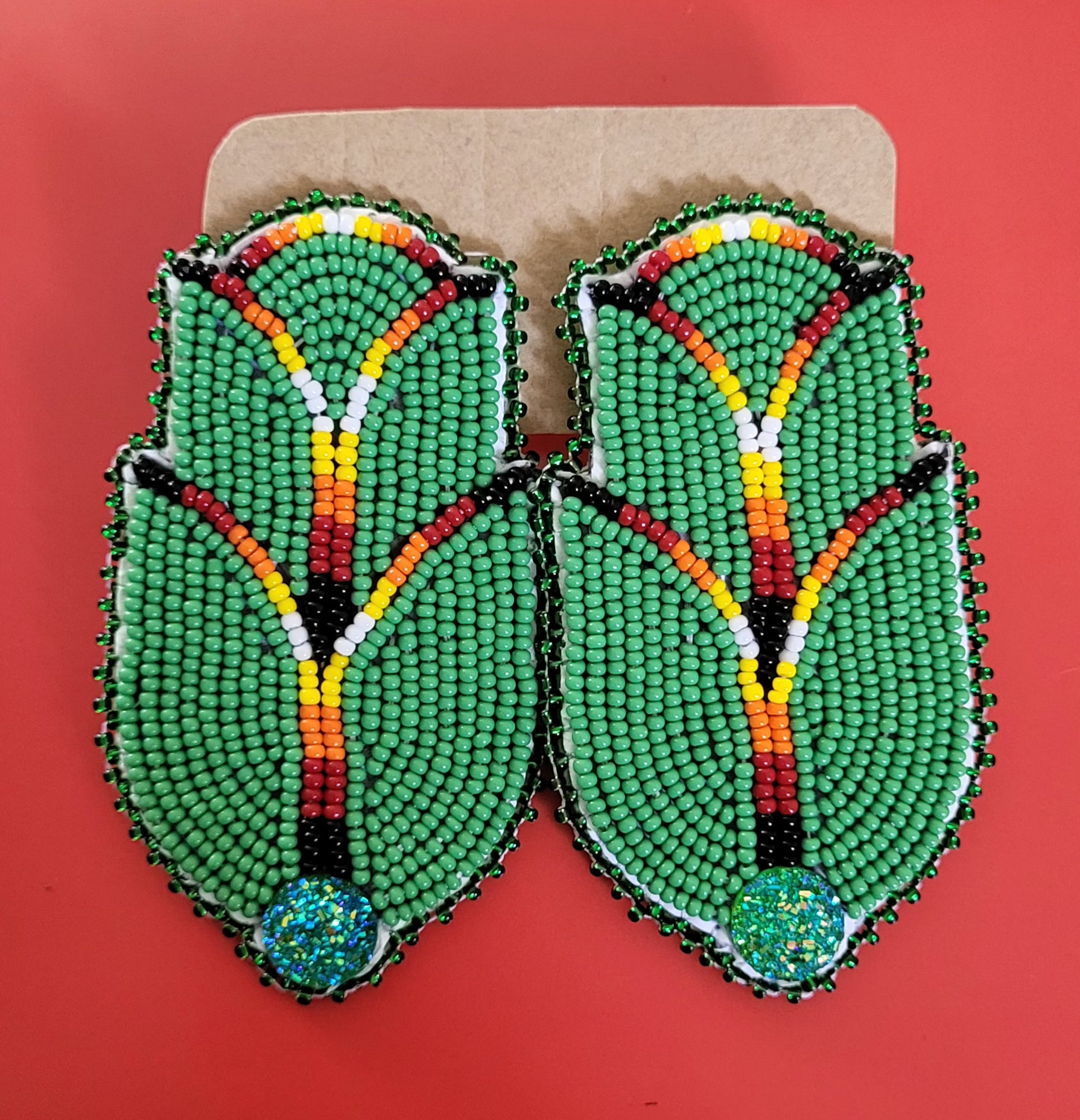 Danielle Redgun Green Flower Earrings