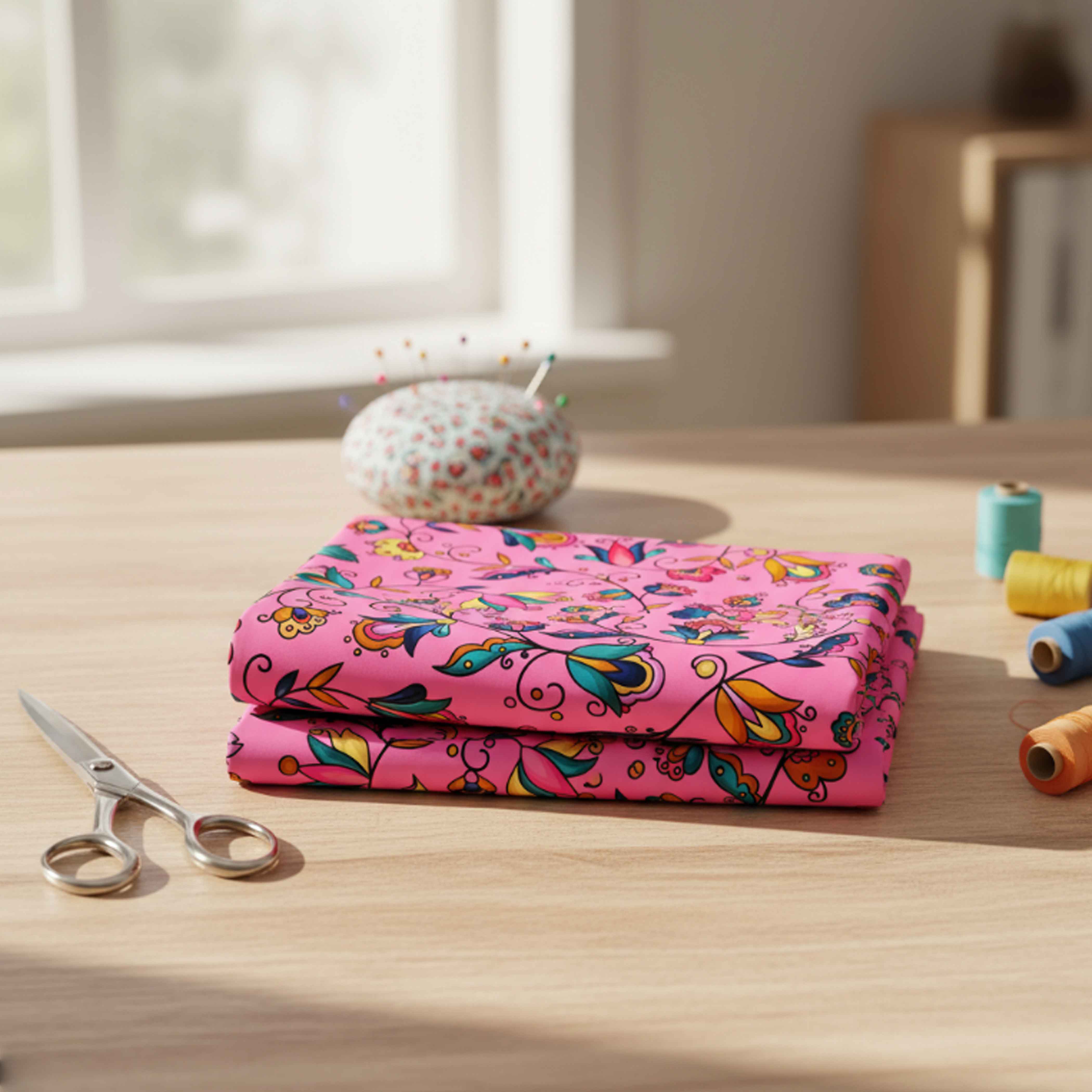 Copper Prairie Petals Pink Cotton Poplin