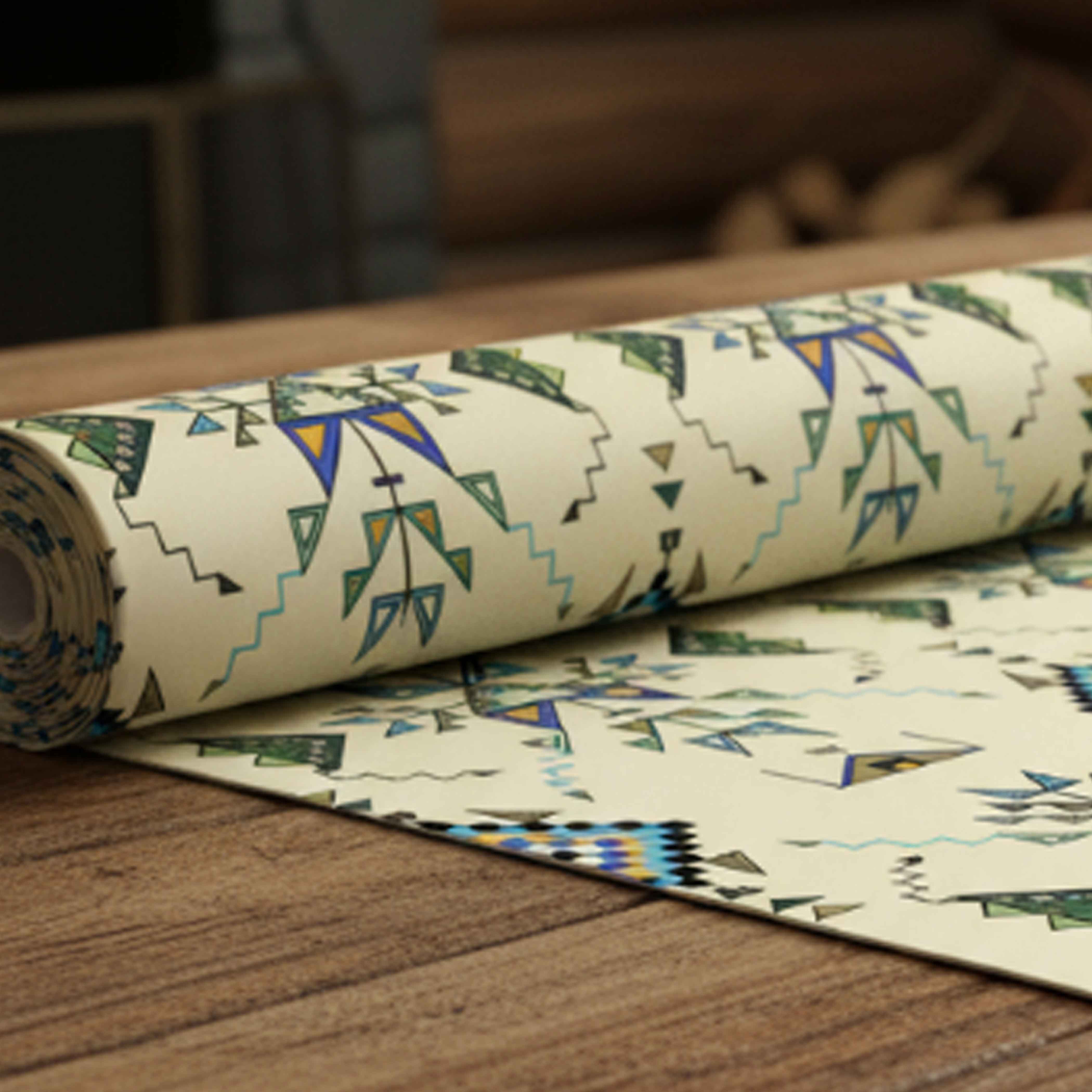 Bear Shield Cream Cotton Poplin