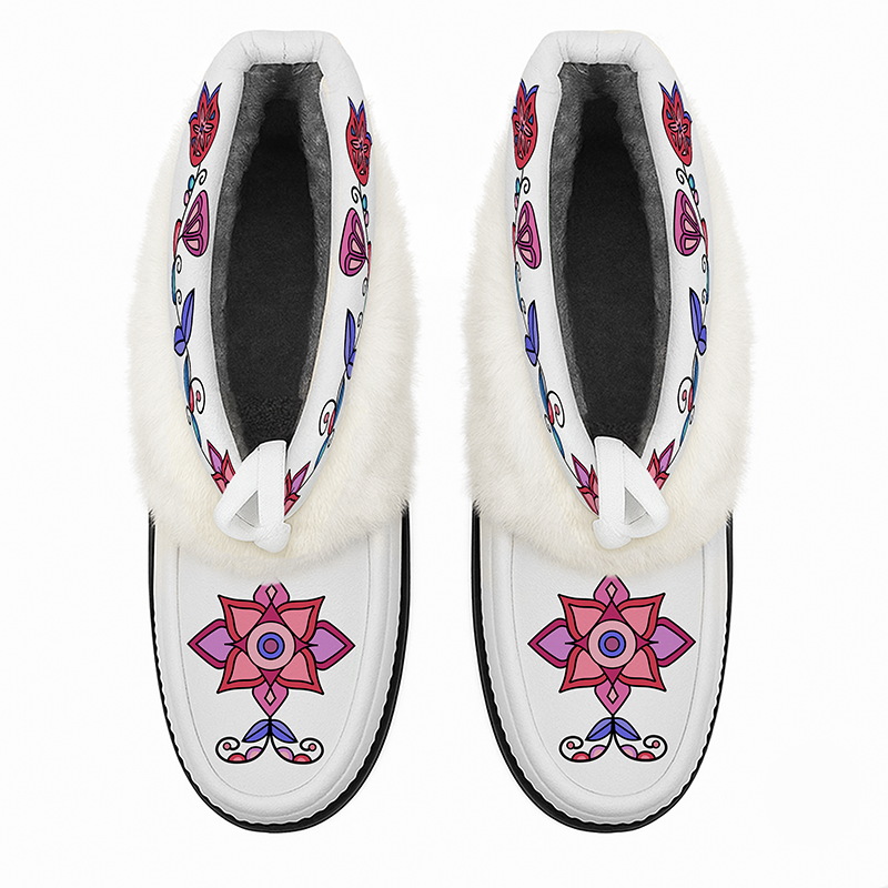 Frost Flower Circle Leather MocLux Ankle with Fur