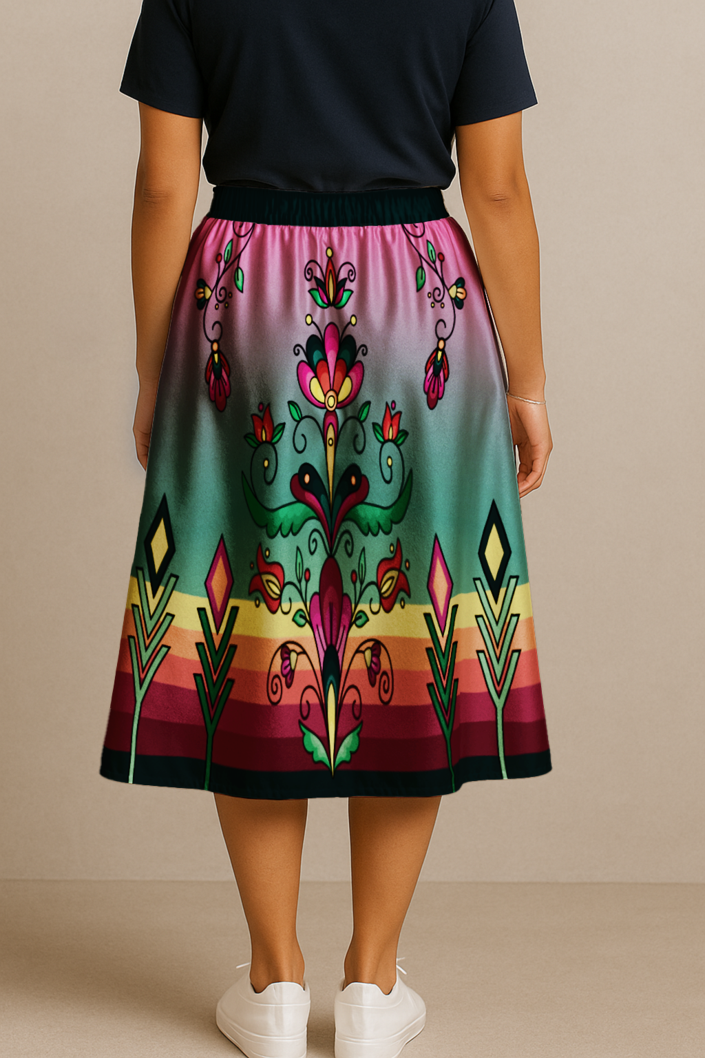 Autumn Kinship Wreath Midi Skirt