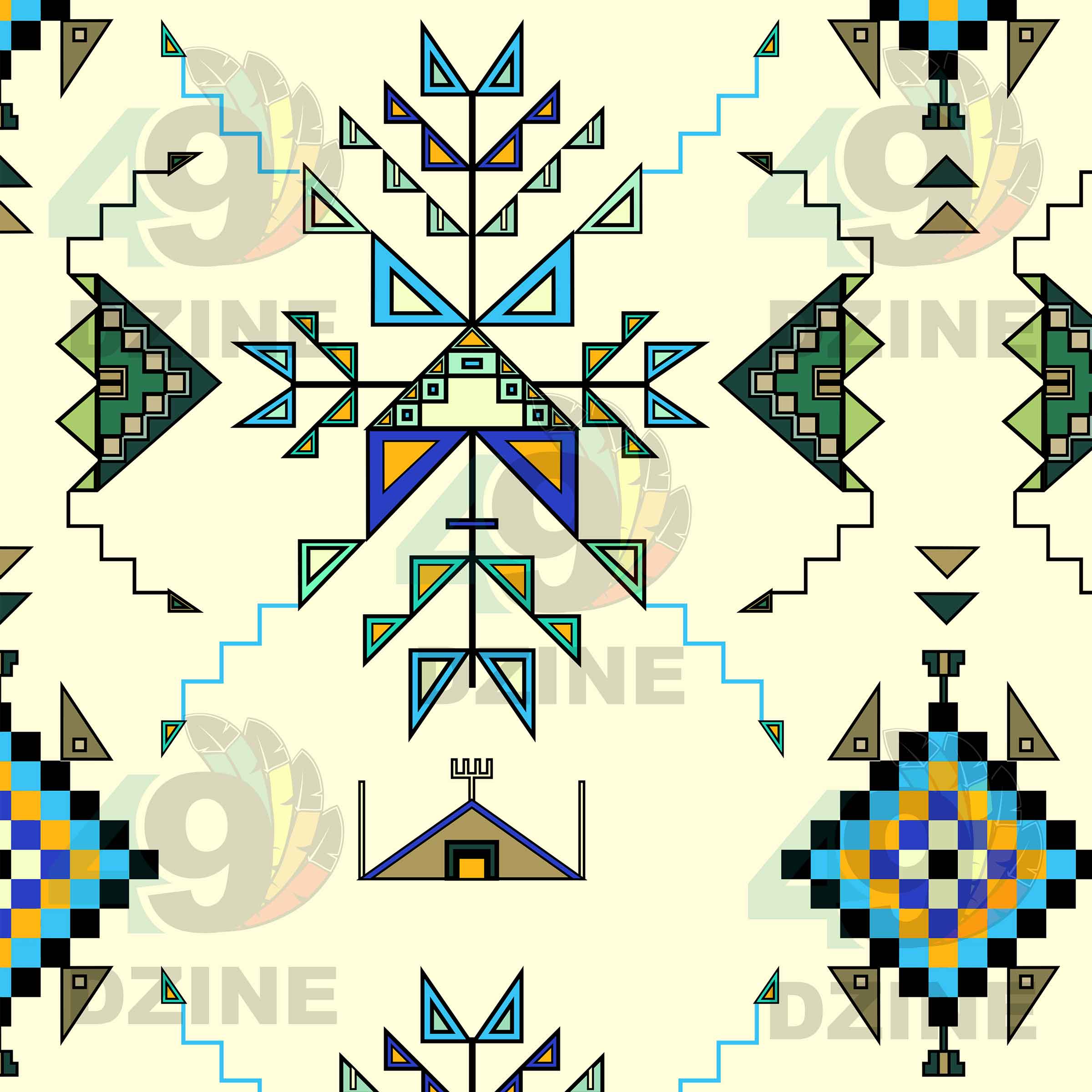 Bear Shield Cream Cotton Poplin