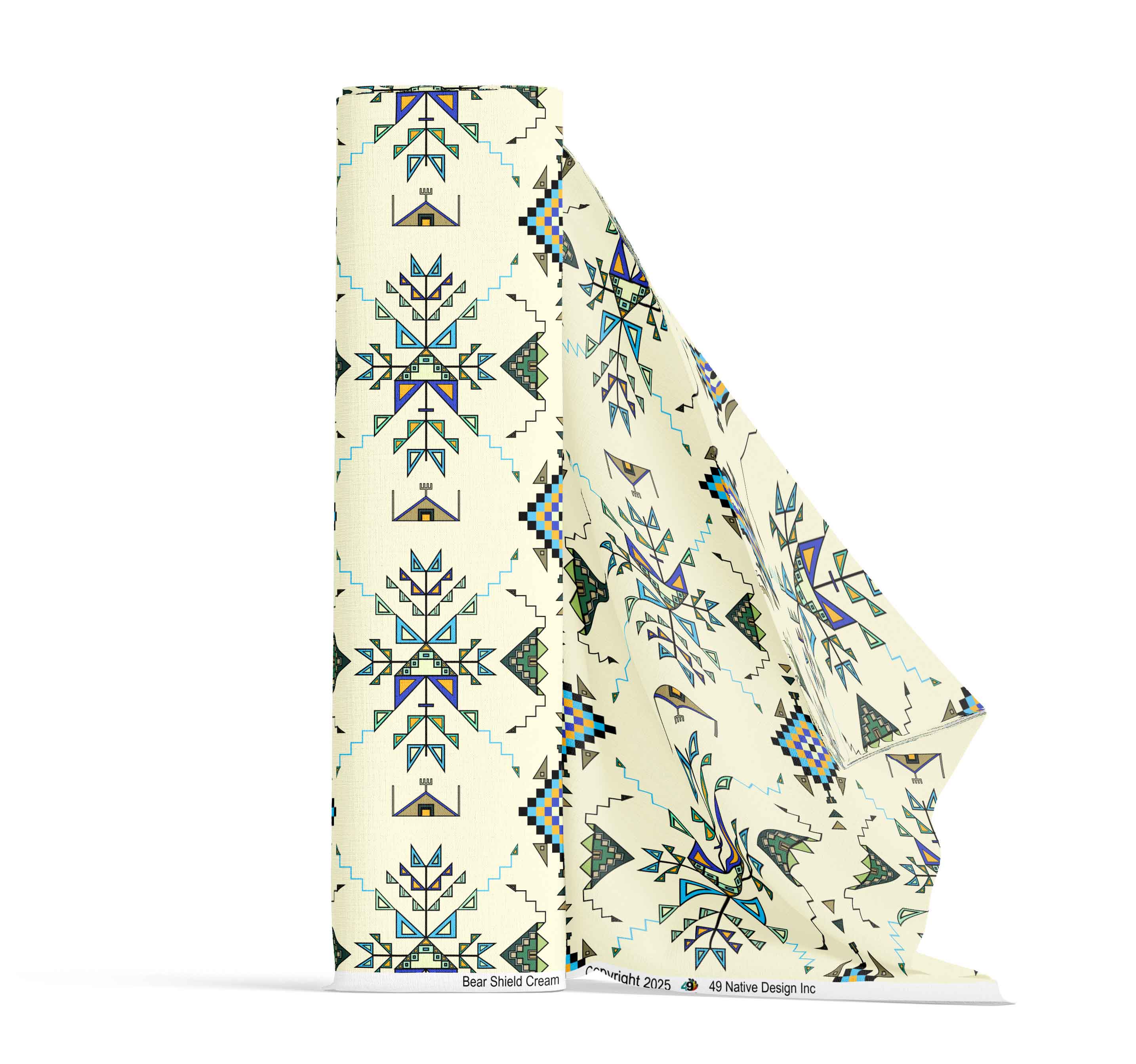 Bear Shield Cream Cotton Poplin