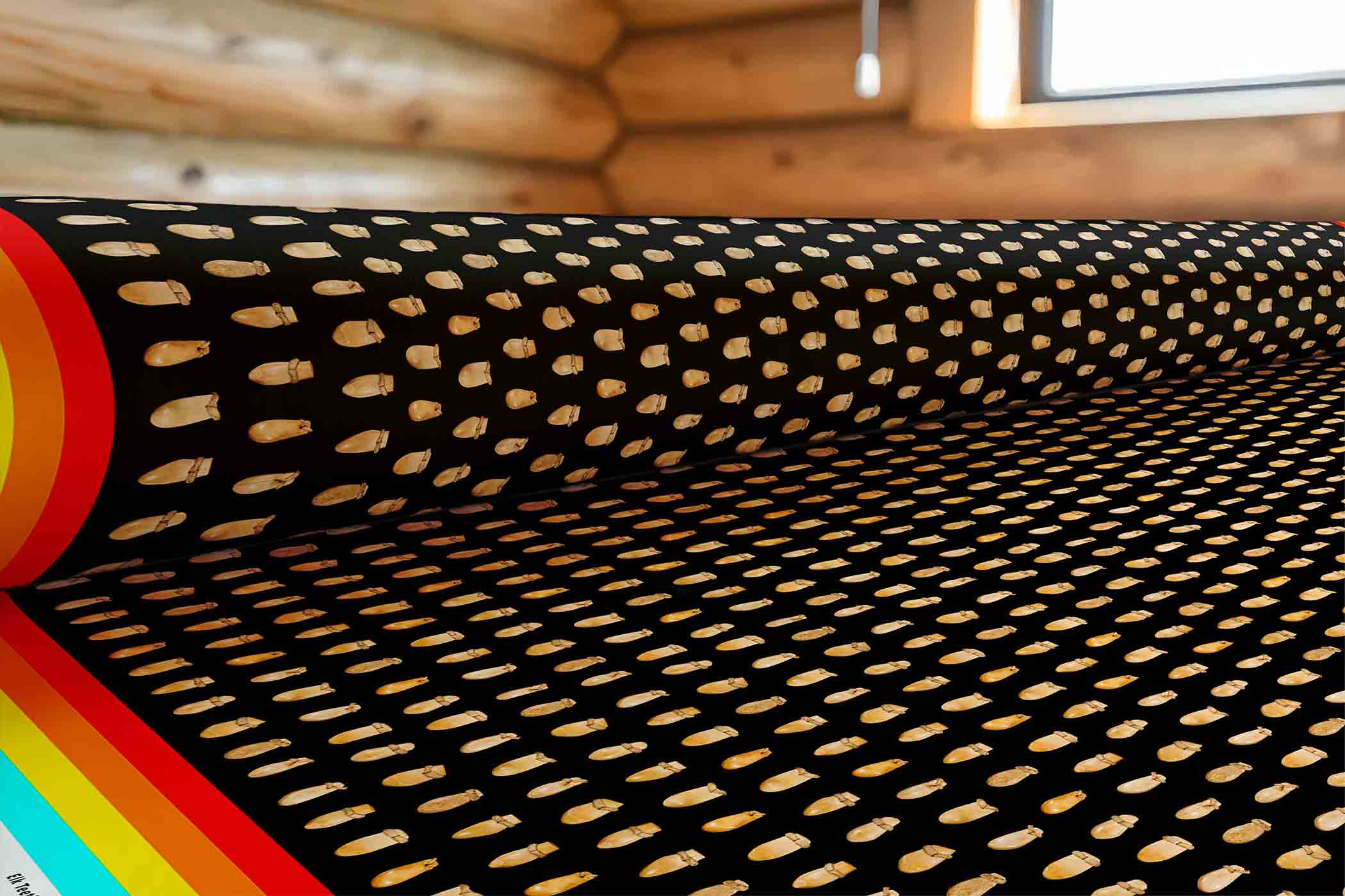 Elk Teeth on Black Poly Cotton