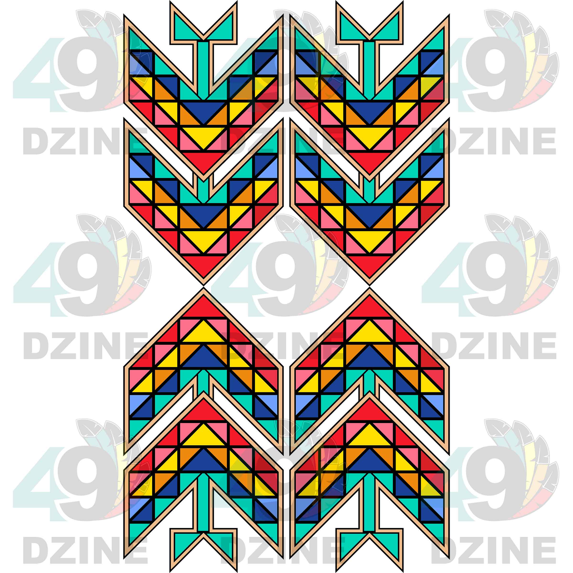 Fancy Dancer 16 with Geometric Design Two arm pieces Transfer (Various Sizes)