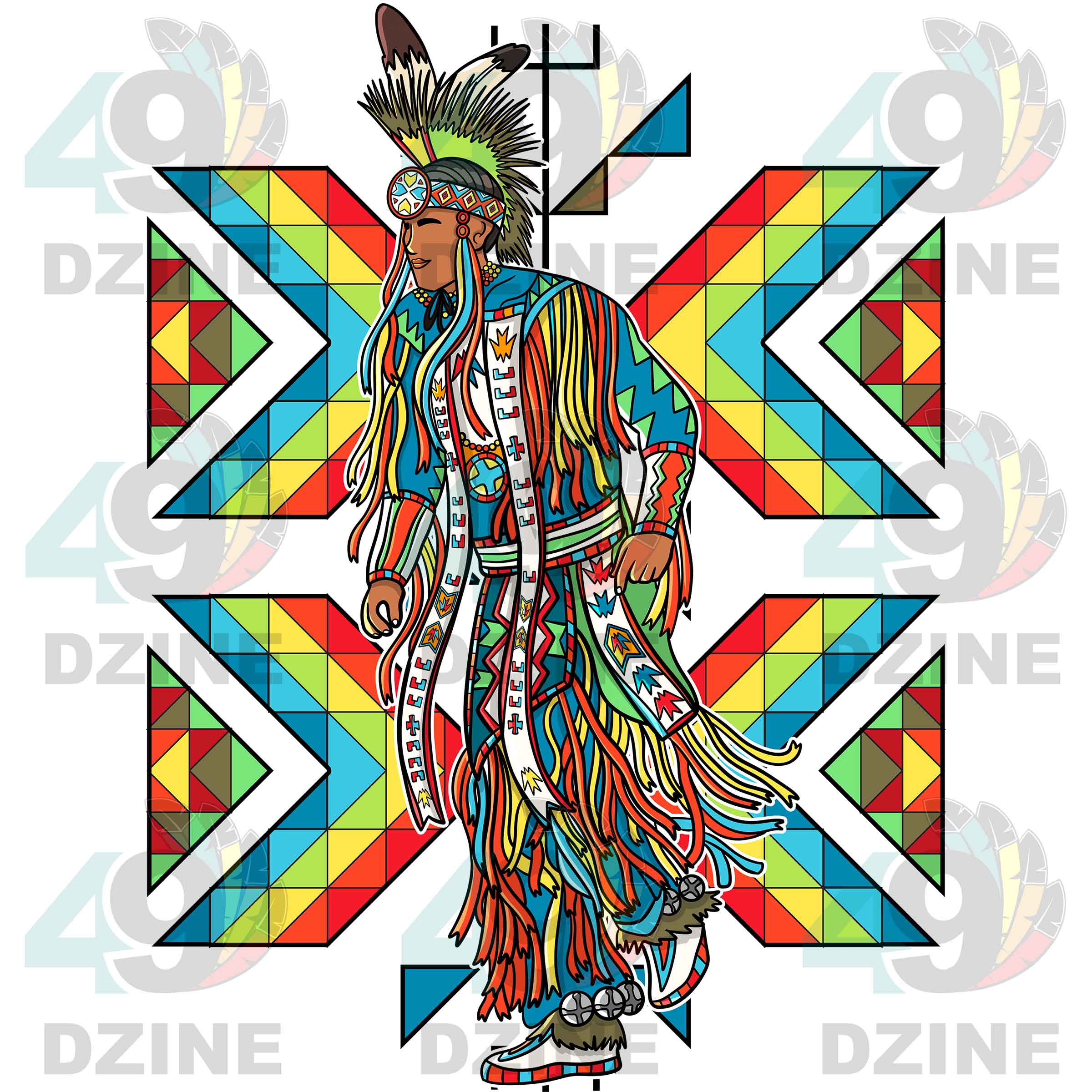 Fancy Dancer 6 with Geometric Design Transfer (Various Sizes)