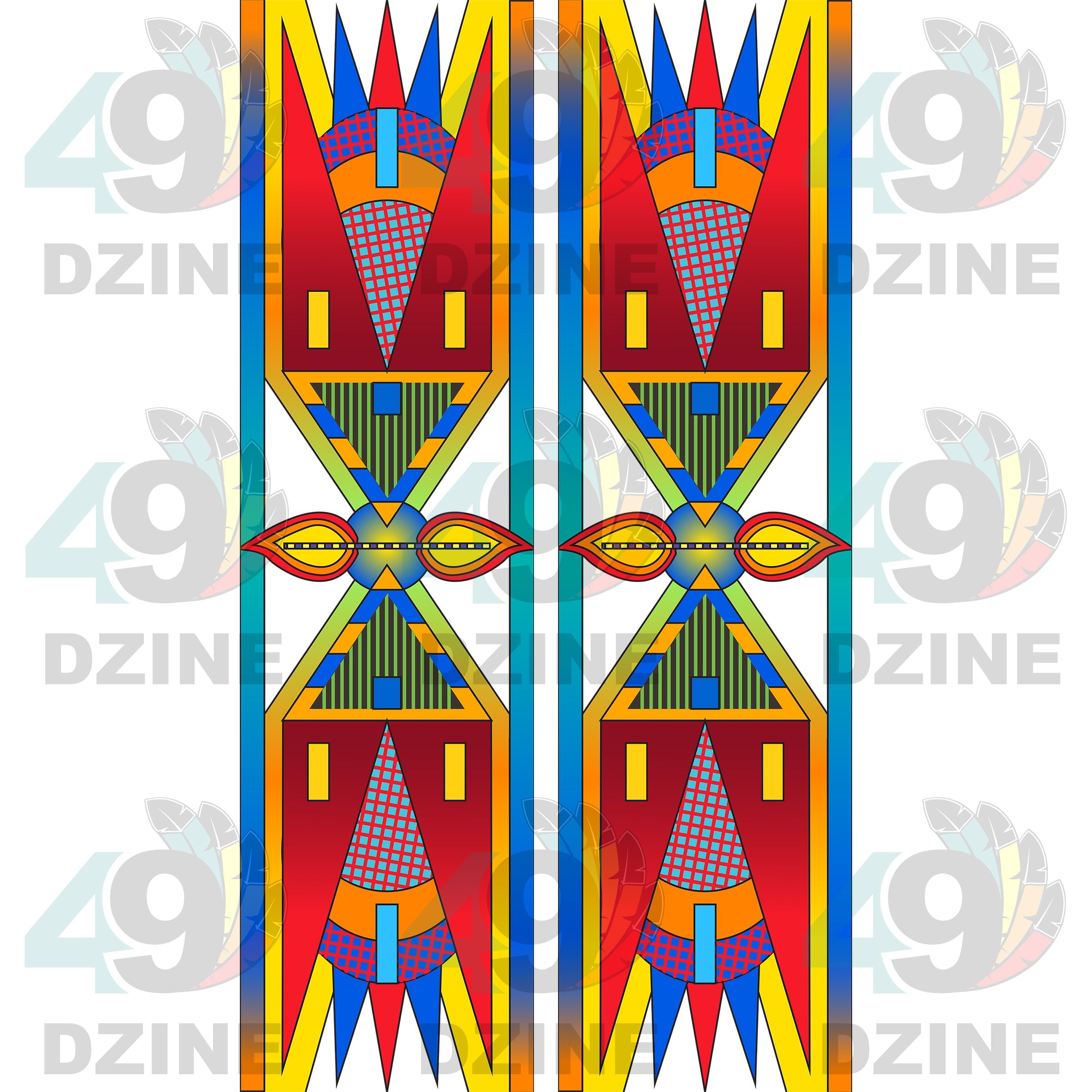 Fancy Dancer 18 with Geometric Design Two arm pieces Transfer (Various Sizes)