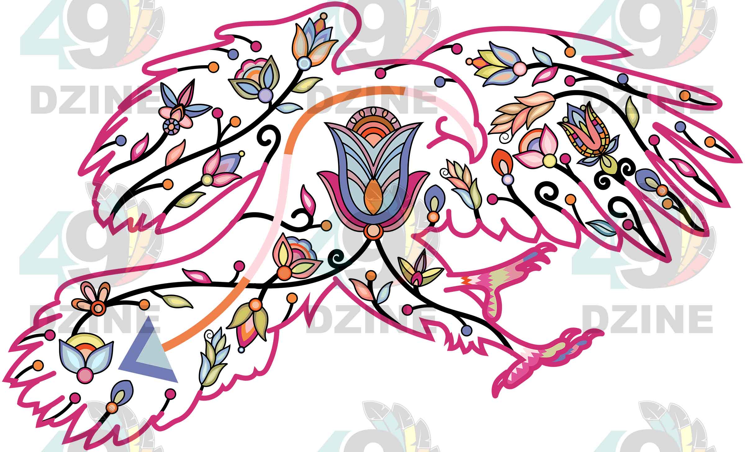 Hawker Floral Animals 02-M Various Sizes