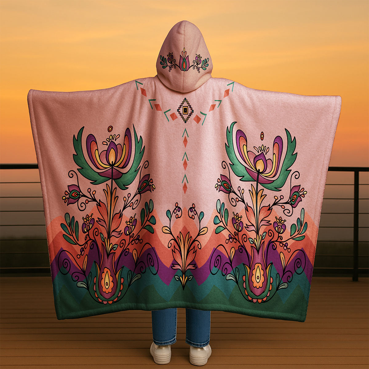 Cedar Wind Bloom Hooded Blanket