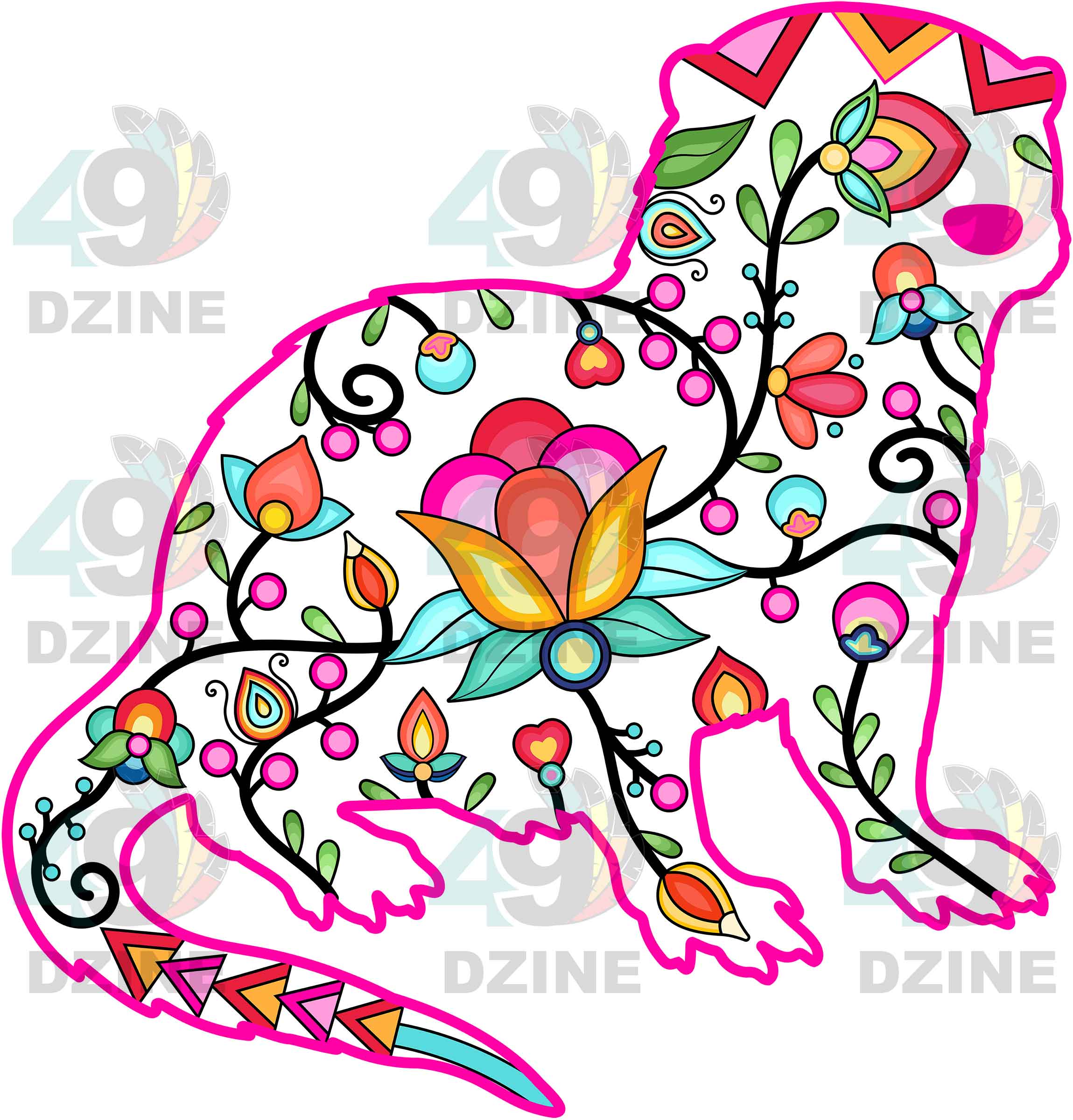 Otter Floral Animals 01 UV Sticker