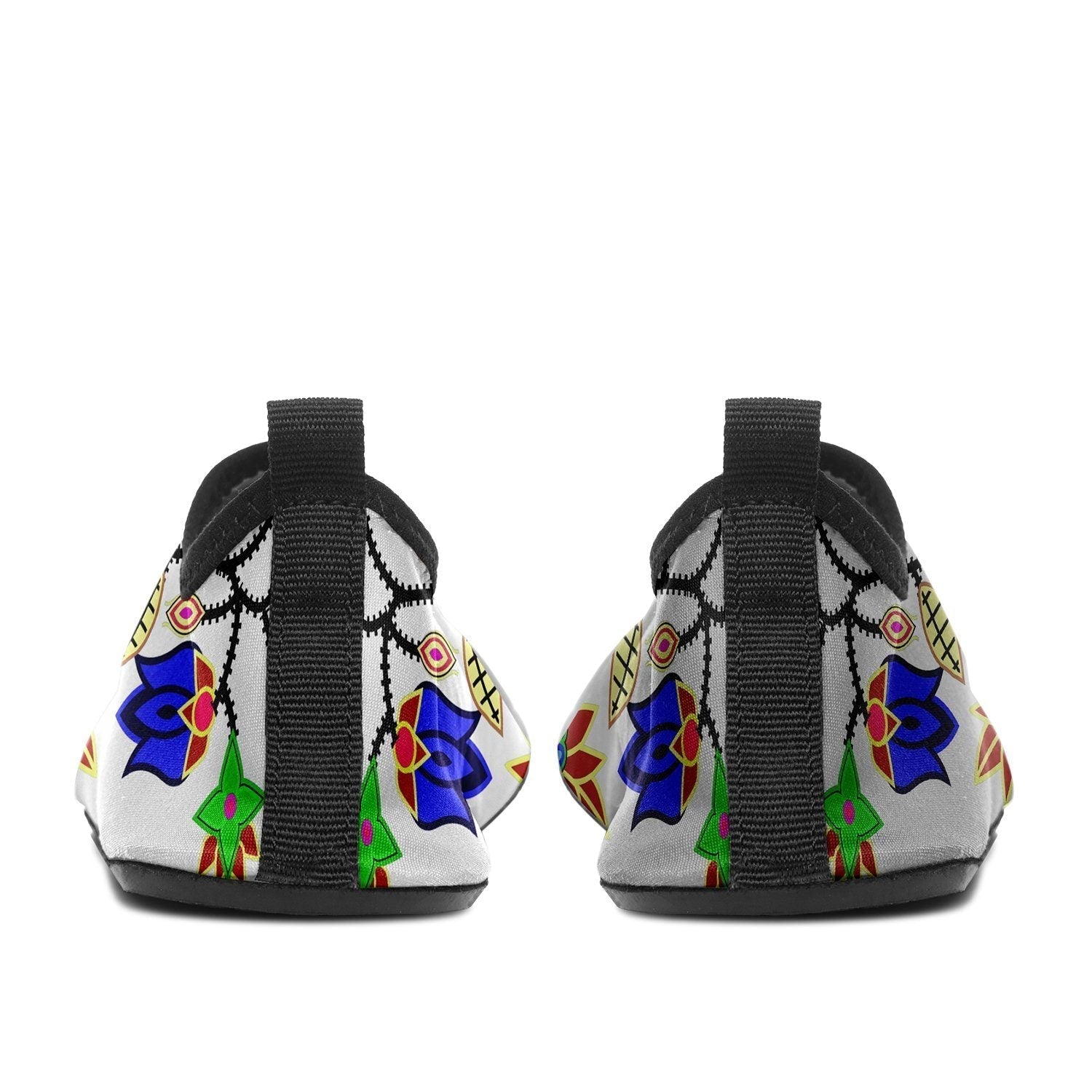Floral Beadwork Seven Clans White Sockamoccs Slip On Shoes 49 Dzine