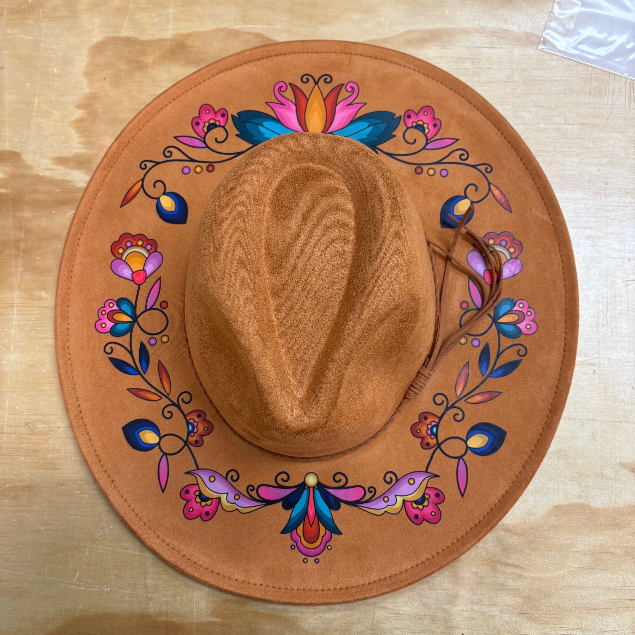 Copper Prairie Petals Wood Fedora Hat