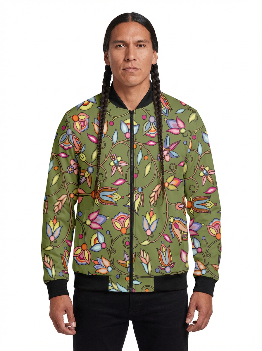 Buffalo Bloom Sage Zippered Collared Lightweight Jacket
