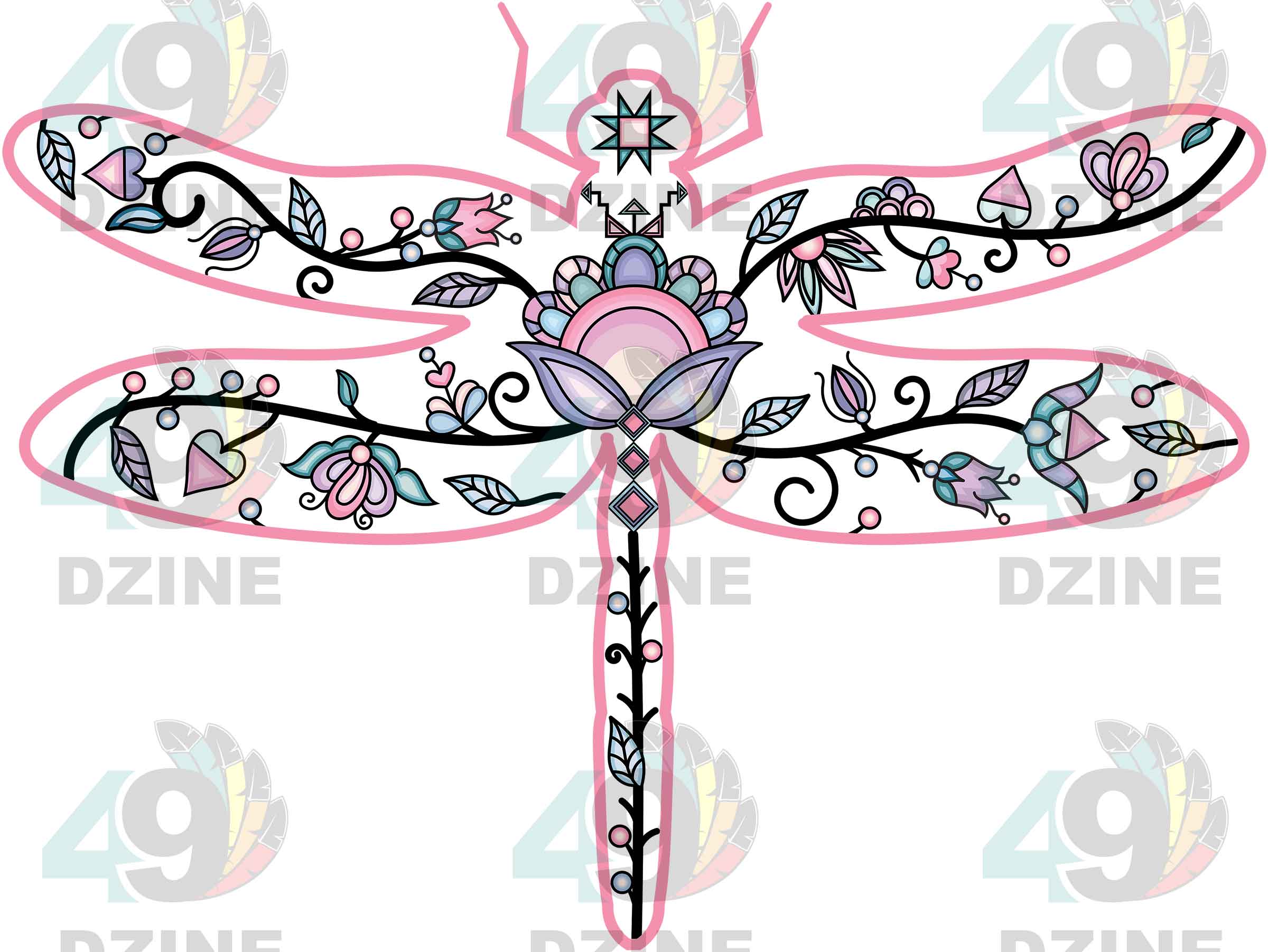 Dragonfly Floral Animals 02 UV Sticker