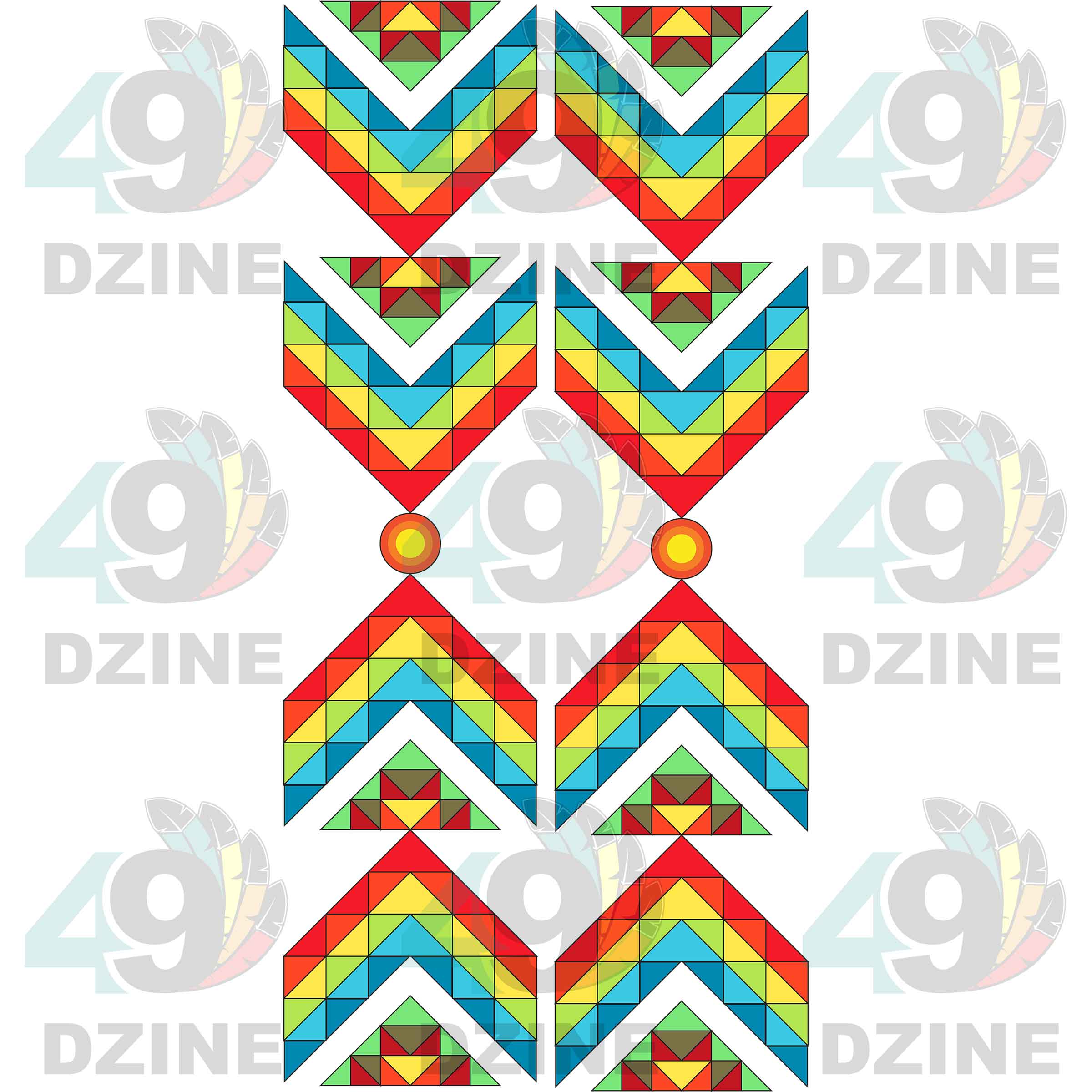 Fancy Dancer 6 with Geometric Design Two arm pieces Transfer (Various Sizes)