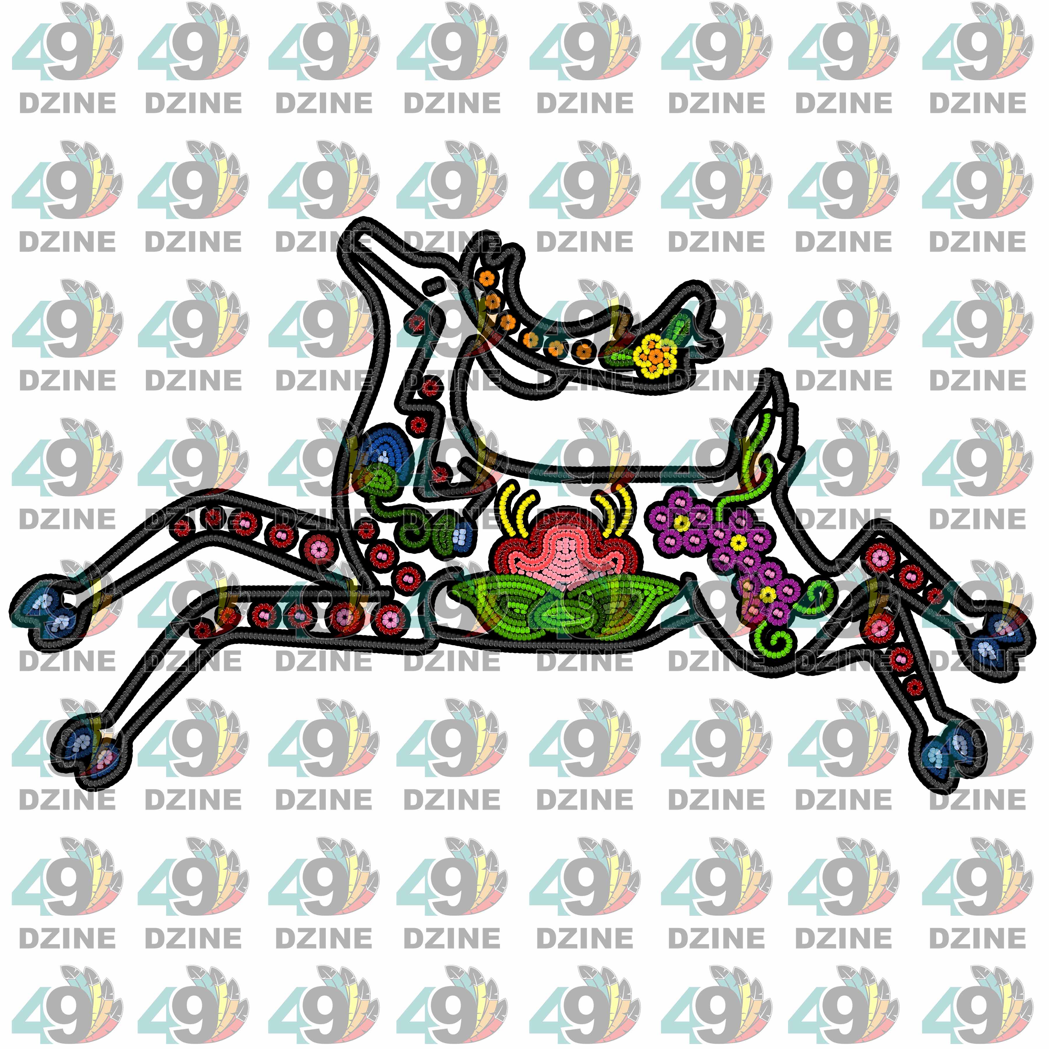 Floral Ledger Deer 01 UV Sticker