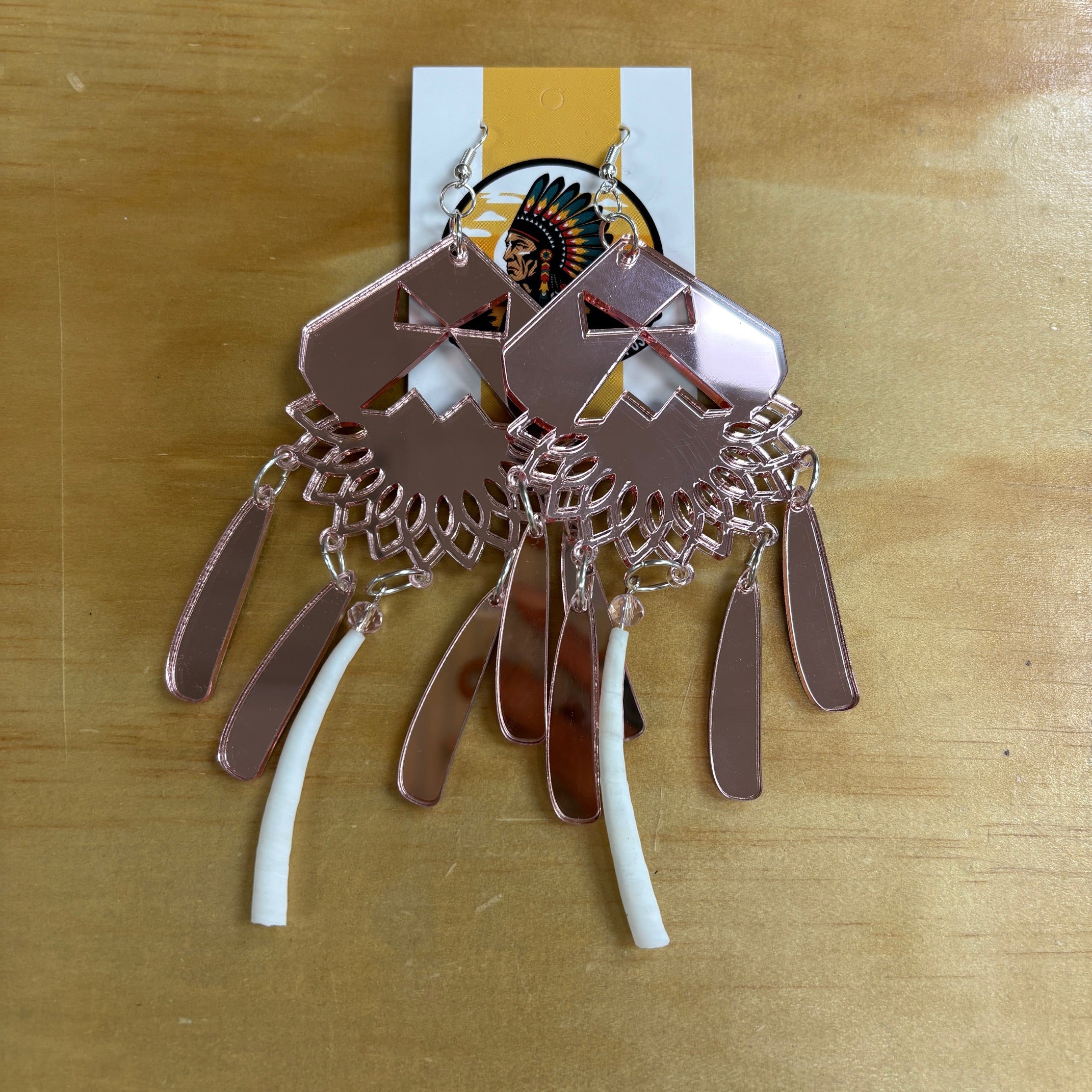 Rose Gold Acrylic Dangle Earrings