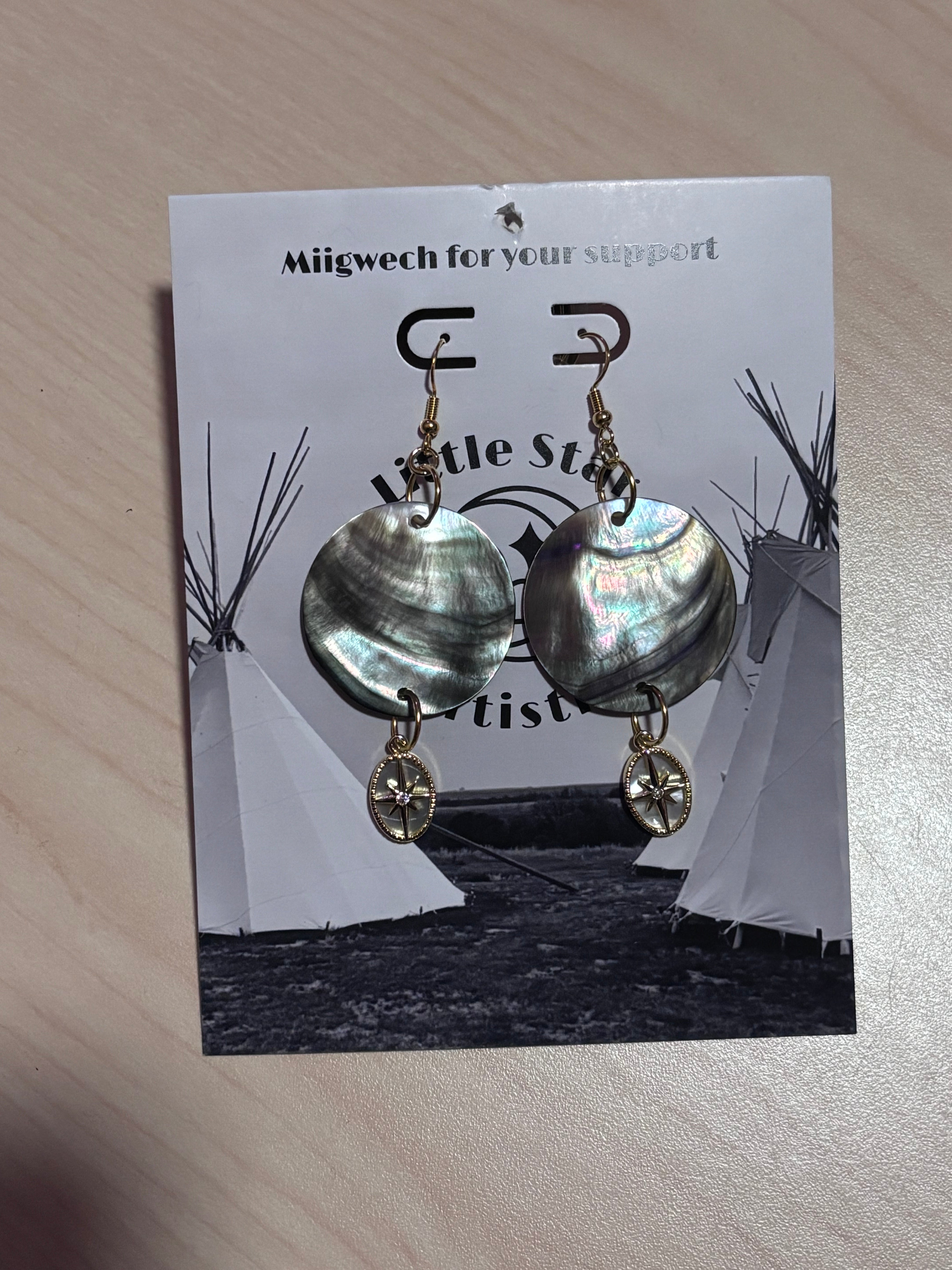 Dorienne Proulx Dark MOP Shell Star Earrings