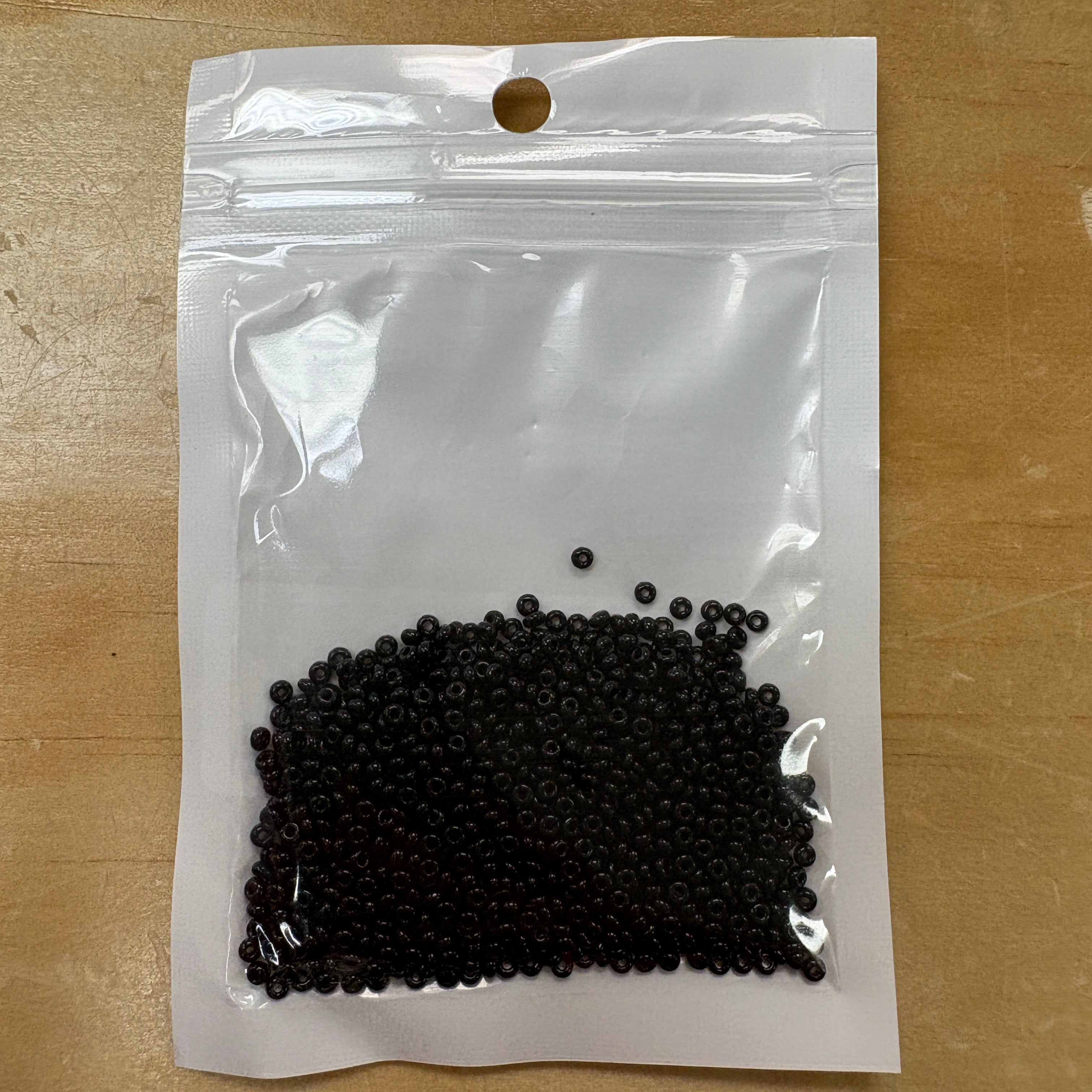 2mm Glass Seed Beads Size 12/0 - Onyx