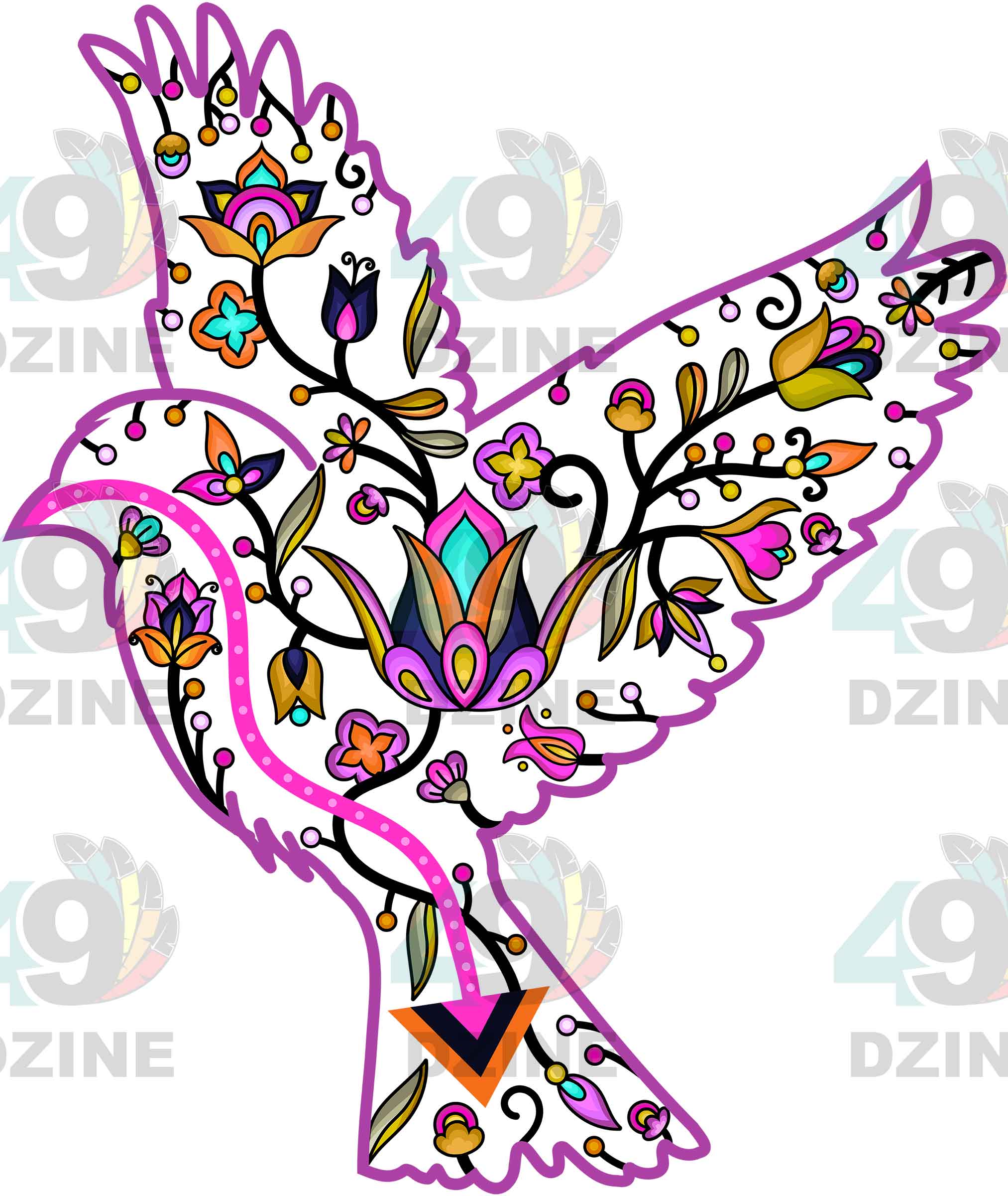 Sparrow Floral Animals 02 UV Sticker