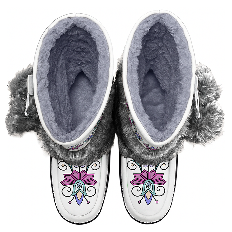 Moonlit Frost Real Leather MocLux Calf with Fur