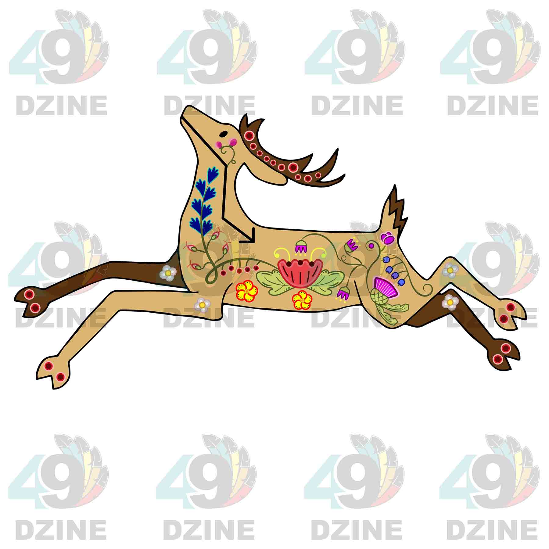 Floral Deer Tan UV Sticker
