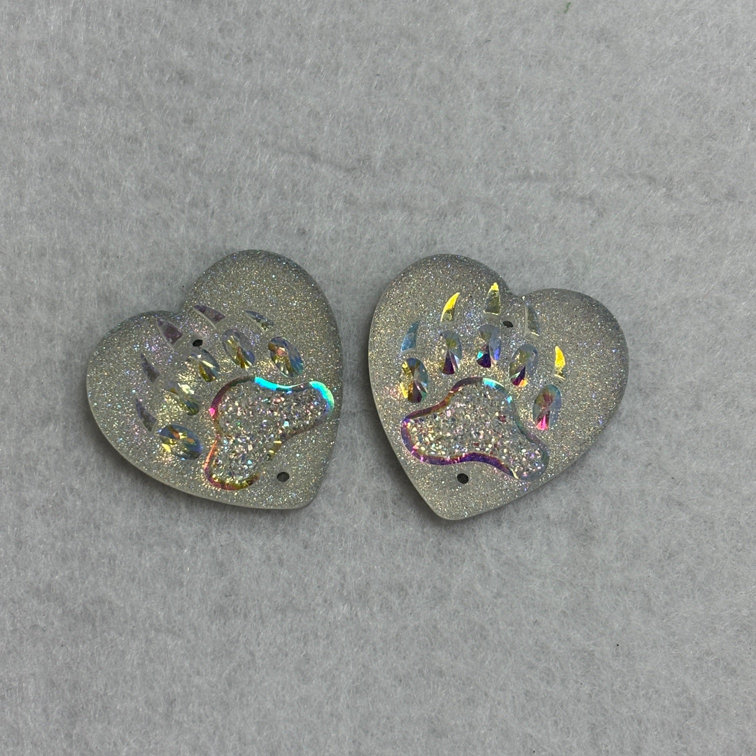 Heart Bear Claw Cabochons Set of 2