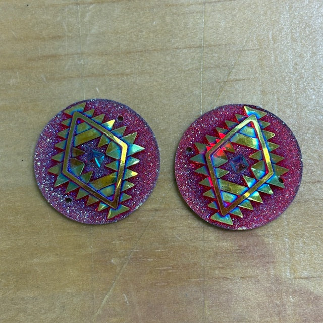 Geometric Circle Cabochons Set of 2