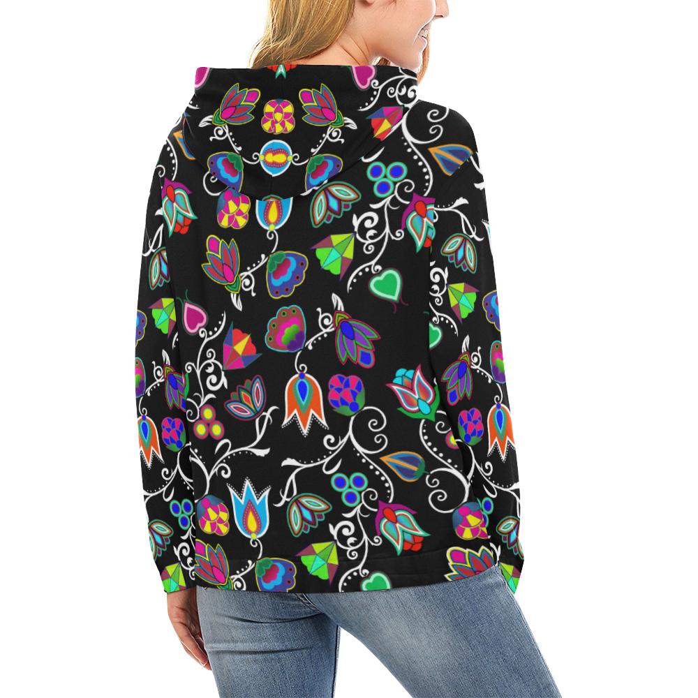 Indigenous Paisley - Black All Over Print Hoodie for Women (USA Size) (Model H13) All Over Print Hoodie for Women (H13) e-joyer 
